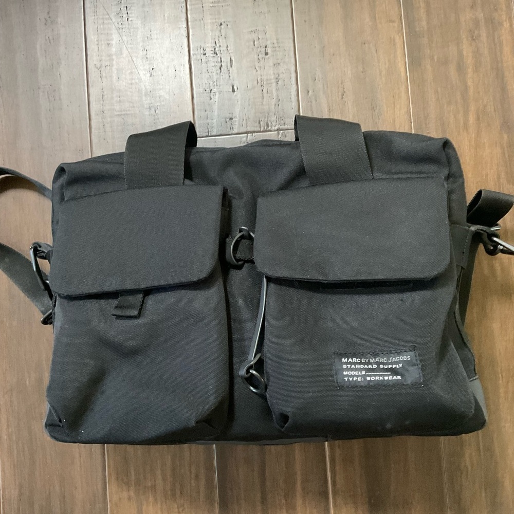 Marc by Marc Jacobs Standard Supply Unisex Black Canvas Briefcase Laptop Bag